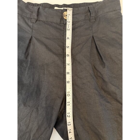 H HALSTON 100% Linen High Waist Pleated Front Trousers Size Medium Pockets - Picture 5 of 8